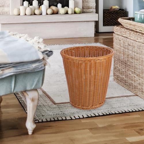 Caneca de basura trenzada de rattan 29x29 cm plástico sin tapa miniatura 4