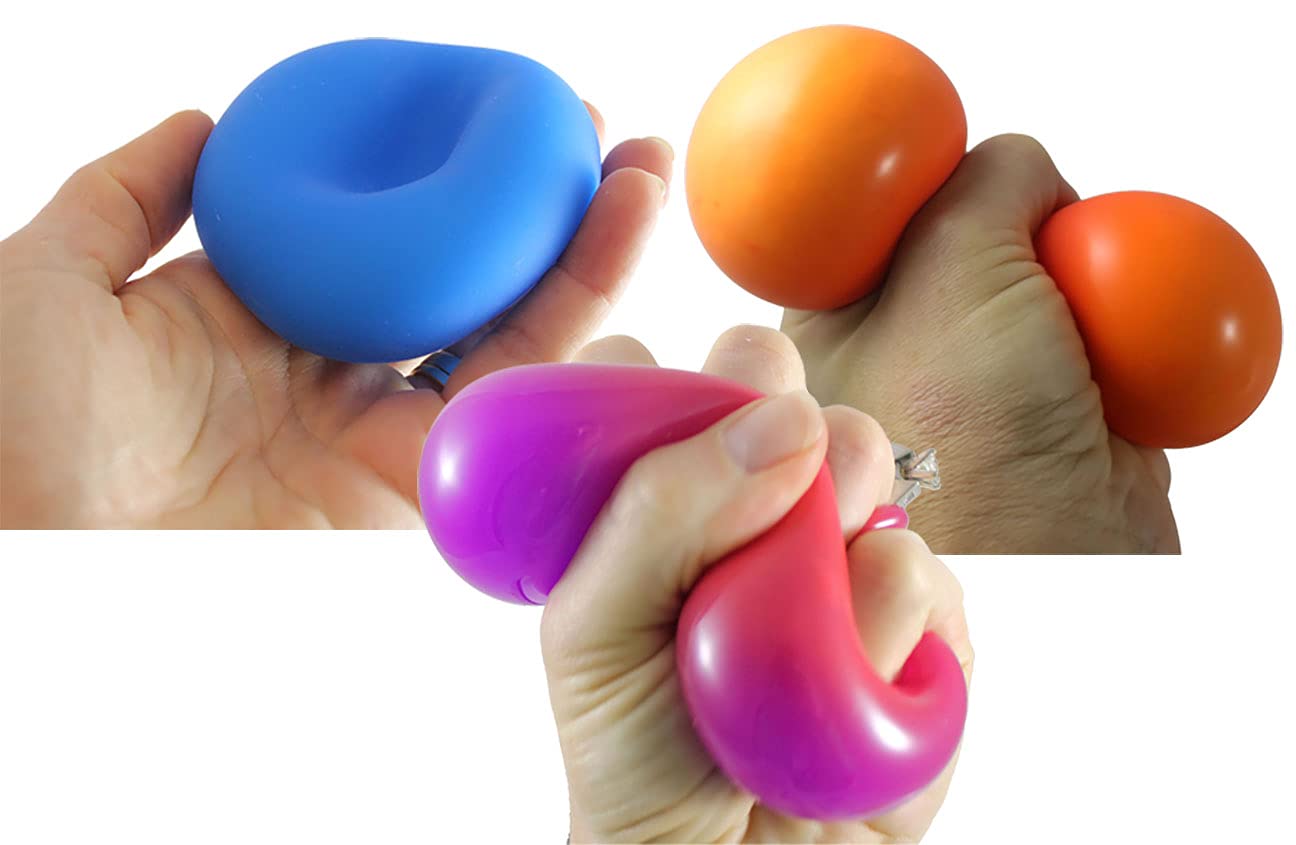 3 Different Soft Different Filled Squeeze Balls - Doh, Color Change, and Shaving Cream Fillings - Ultra Squishy and Moldable Dough Relaxing Sensory Fidget Stress Toy