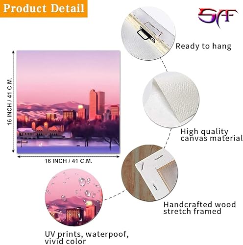 Image of SAF paintings modern art canvas home decor wall paintings with frame painting for living room wall decoration office CRJ (Color52, 16 inch x 16 inch)