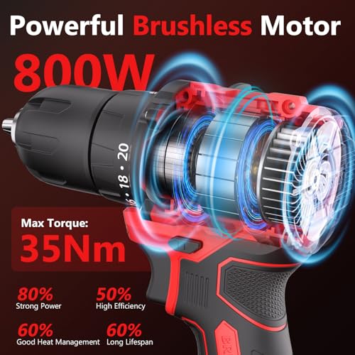 Brushless Cordless Drill Set,12V Power Drill Set with Battery and Charger - image 7