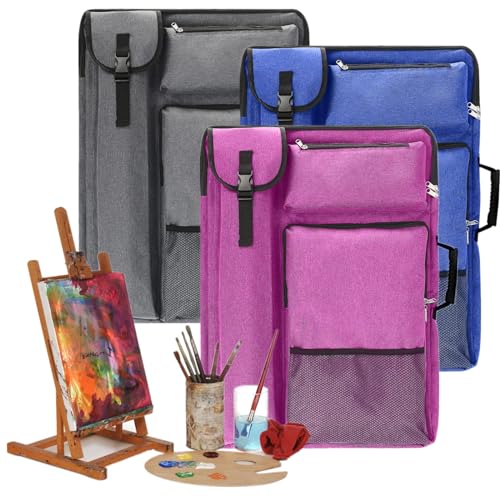 Image of TreochtFUN Art Portfolio Case 19 x 25 - Large Drawing Portfolio with Backpack & Tote Bag for Artist Supplies (Gray)