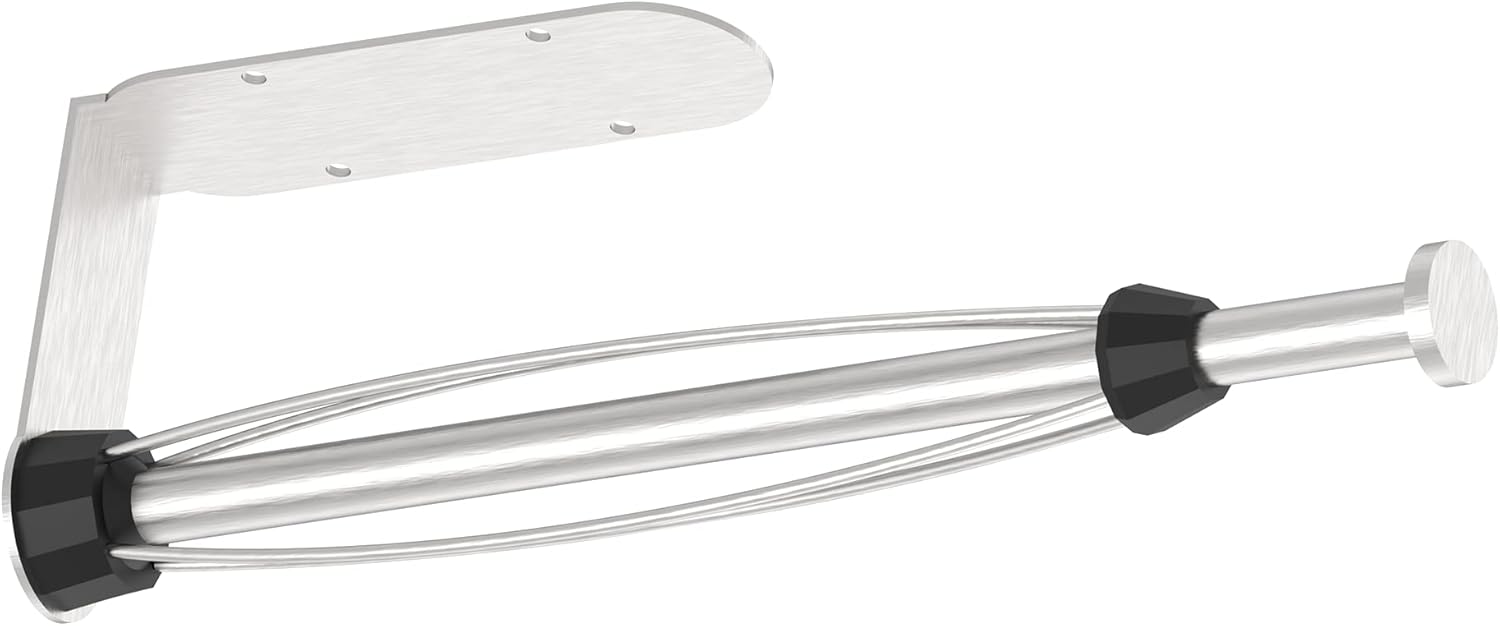 Under Cabinet Paper Towel Holder - Brushed Nickel, Wall Mountable, With Ratcheting Mechanism