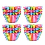 Material saludable y desvanecimiento sin color: tazas de magdalenas de papel de grado alimenticio a prueba de grasa, aptas para horno, microondas, cocción al vapor, congelación. Nuestras tazas están especialmente diseñadas para evitar que los colores se desvanezcan después de hornear, para mantener los colores brillantes y divertidos en cada momento.