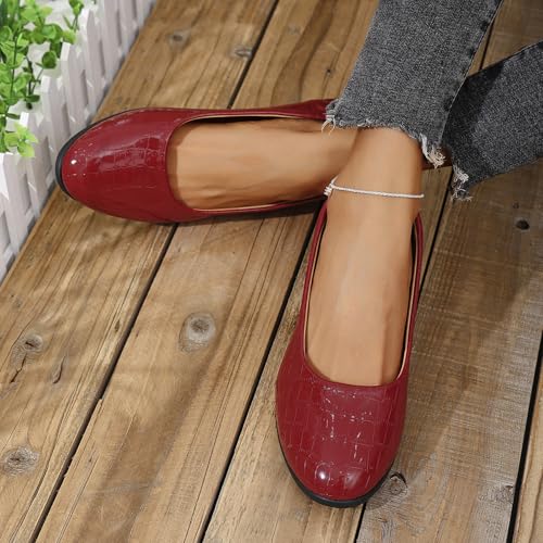 Women's Ballet Flats Business Office Work Dress Shoes Low Wedge Round Toe Slip-Ons Comfortable Dressy Casual Flats for Women2