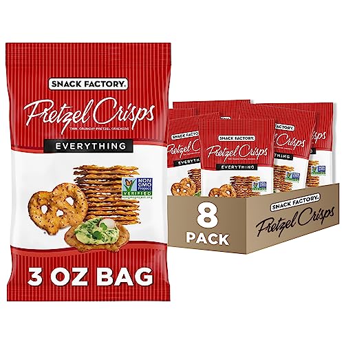 Image of Snack Factory Pretzel Crisps, Everything, 3 Oz (Pack of 8)