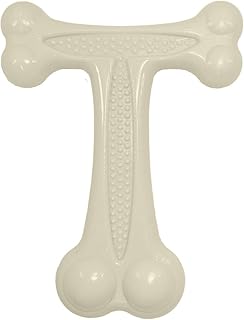 SimpleDog Doggie Dooley T-Bone Heavy Duty Dog Chew Toy for Aggressive Chewers, White, USA Made Nylon, Large