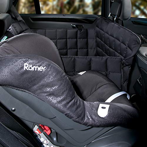 Doctor Bark Hunde 2-Sitz-Autoschondecke für die Rücksitzbank, All-Side Schutz mit Reißverschluss für alle PKWs und SUVs (S | 2er Sitz, Schwarz)