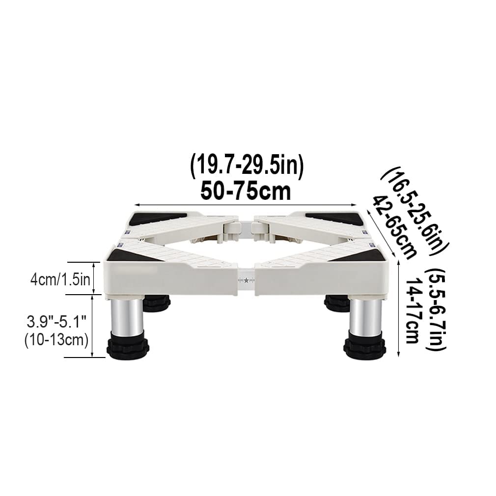 Base regolabile per lavatrice e asciugatrice, resistente, capacità 300 kg, adatta a 42-65 cm, perfetta per frigoriferi ed elettrodomestici, supporto per lavatrici e asciugatrici [F50-410]