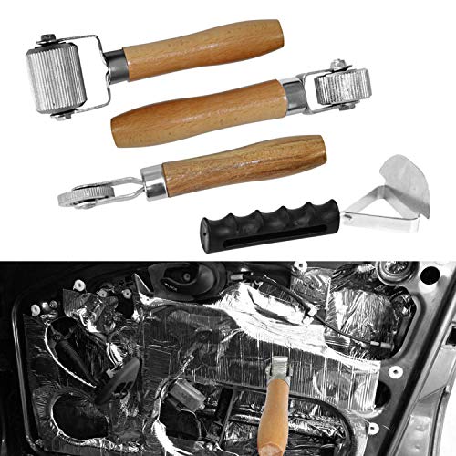 ROLINGER 3PCS Auto Sound Noise Deadening Mat Roller Proof Automotive Hand Press Installation Tools with Scraper Car Audio Roller Wheel Professional Interior Accessories - Thumbnail 3
