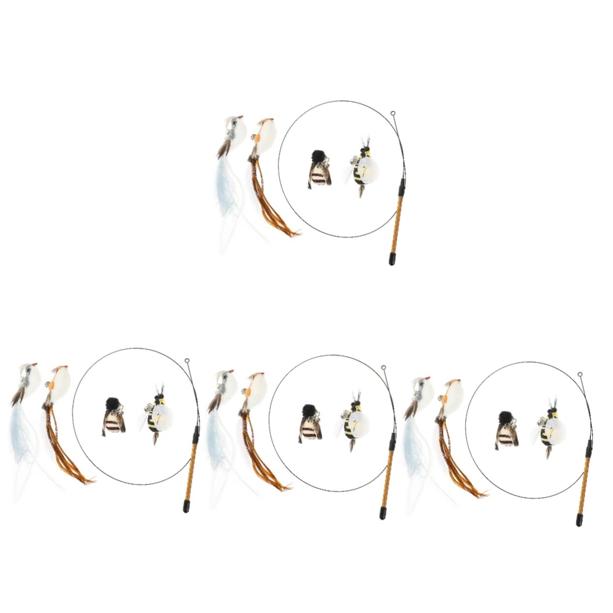 VANZACK 4ensembles à Plumes pour Chat avec Têtes De Rechange De Jouets Interactifs pour Chats Intérieur Compris Têtes Forme De Lézard De Guêpe De Cigale
