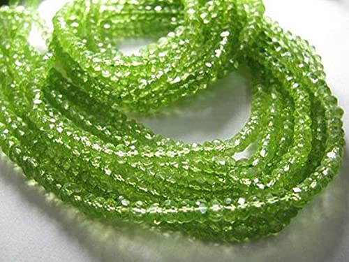 Peridot micro facetté 4mm fil de 13 pouces pour création de bijoux