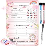 SHOWHEEL Belohnungstafel Kinder,A4 Magnetisch Wochenplaner Kinder,Motiviert Kinder spielerisch,Belohnungstafe für Kühlschrank,Belohnungssystem für Mädchen/Jungen,mit 3 Stifte