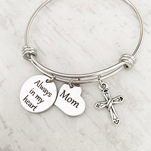 Always in my Heart Mom Memorial Bangle Bracelet