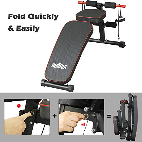 VIAGDO Adjustable Weight Bench Foldable Workout Bench Press for Home Gym, Multi-Purpose Exercise Bench Strength Training Equipment Bench, Flat/Incline/Decline Sit Up Bench for Full Body Workout