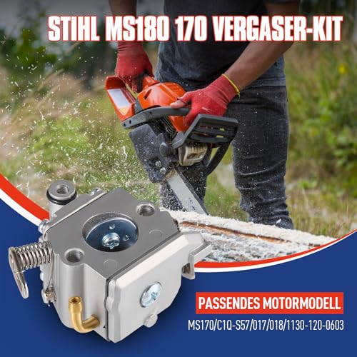 Vergaser für Stihl MS180/MS170/C1Q-S57/017/018 Kettensäge, 1130 120 0603 Ersetzen, Mit Benzin/Öl Schlauch Filter, Zündkerze und Luftfilter Tune Up Kit