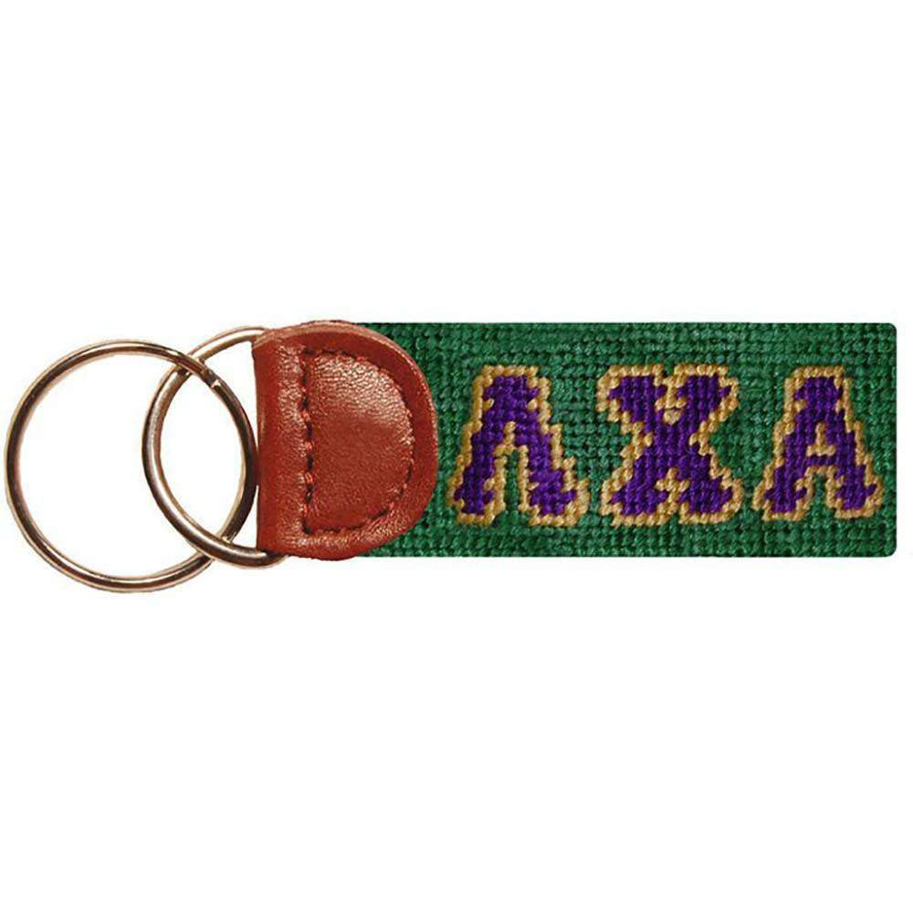 Smathers & Branson Lambda Chi Alpha Needlepoint Key Fob in Green, Green, one_size
