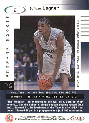 Amazon.com: 2002 SAGE HIT #2 DaJuan Wagner NBA Basketball