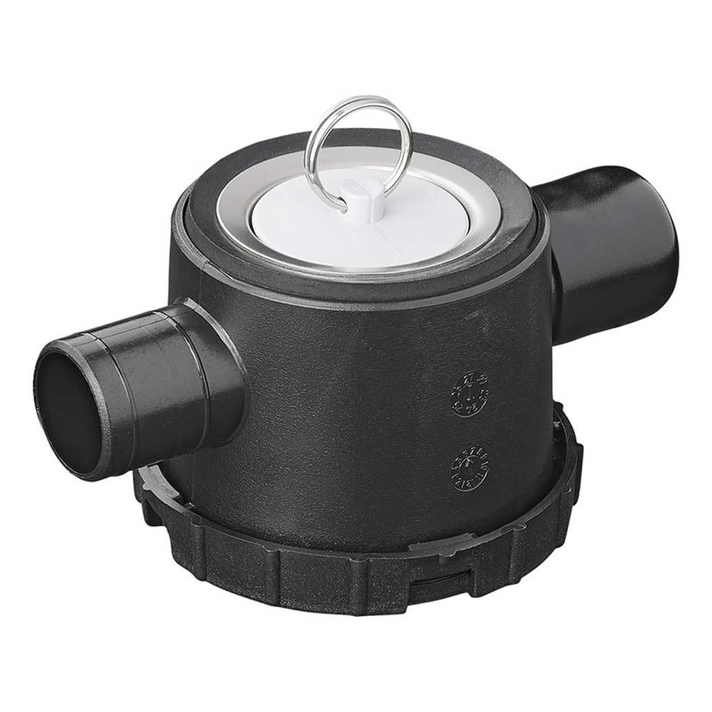 Siphon Double Raccord Ø39 mm – Lavabo Camping-Car, Caravane | 2 connexions simultanées – montage sans outils – Ø35 mm écoulement – résistant -40°C à +80°C – filtre inox Ø48 mm inclus