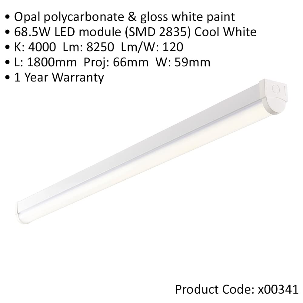 Lampe d'urgence de 1,8 m de haut lumens – Module LED blanc froid 68,5 W – Acier blanc brillant et polycarbonate opale – 3 heures de montage d'urgence – Installation BESA