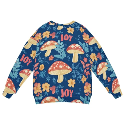 JUNZAN Aesthetic Mushroom Blue Big Girls Hoodie Sweatshirt Long Sleeve Hoodie for Boys Athletic 4T2