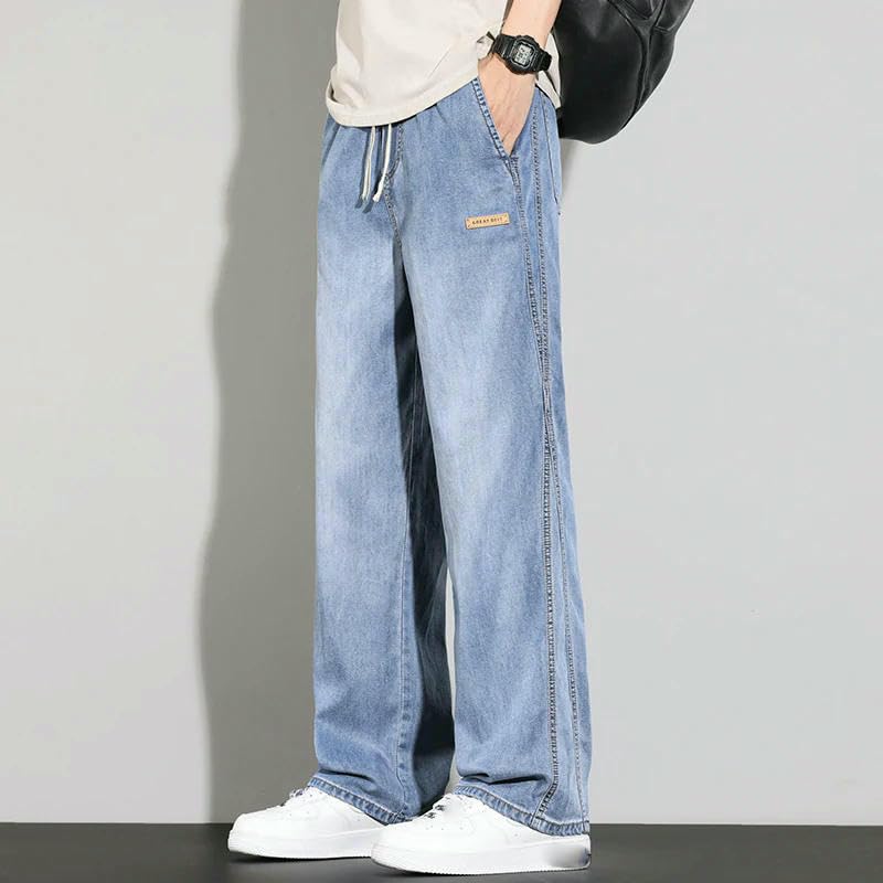 Summer Thin Casual Jeans Comfortable Stretch Waist Lyocell Fabric Korean Soft Trousers Male Vintage Denim Pants4