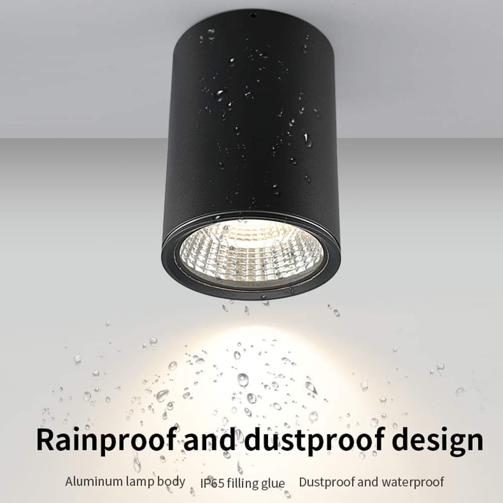 Iluminación Foco LED Montaje en superficie Lámpara de techo Balcón Inodoro Baño Downlight Luz alta COB Foco de techo Panel de rejilla redonda creativa Luz de techo(Neutral Light)