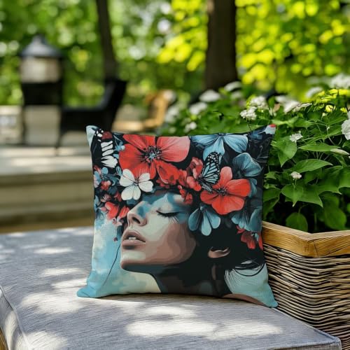 Housse coussin 50x50 cm lot de 2 en lin résistant à l'eau L#1413 - 7