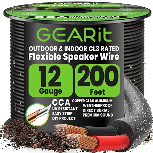 GEARit 12 Gauge Speaker Wire Cable,12 Gauge Wire CL3 Rated