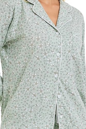 Image of LUBOT 100% Cotton Pajamas for Women Pajama Set 2 Piece PJ Sleepwear Set Soft Ladies Button Knit Long Sleeve Loungewear XS-XXL