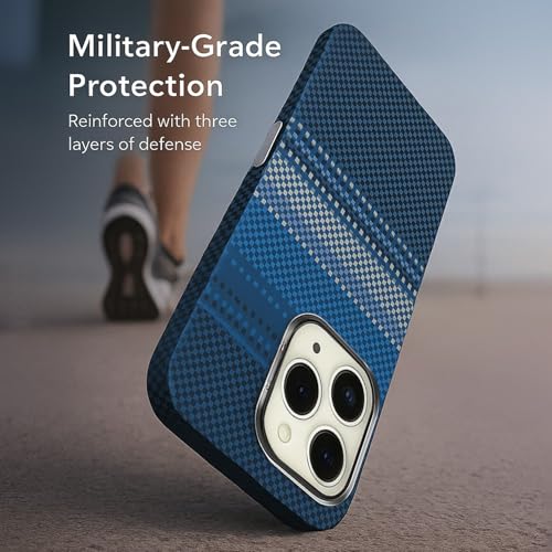 Image of AIBEX Aramid Fiber MagSafe Case Compatible for Apple iPhone 16 Pro| Slim Protective Back Cover with Built-in Magnets| Wireless Charging Support| Camera Ring Stand| Shockproof with Air Guard Corners