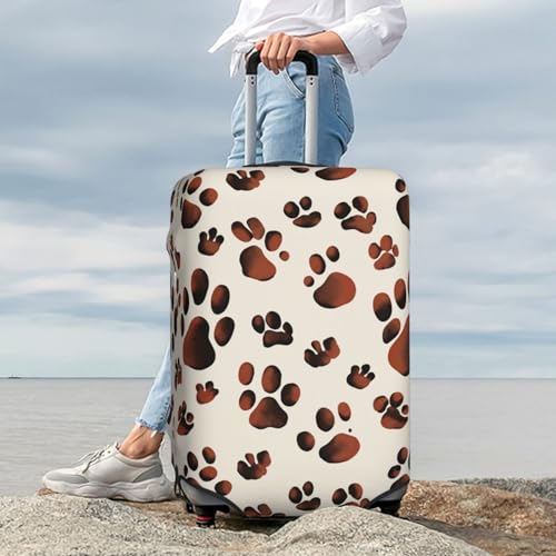 Luggage Cover Elastic Washable Suitcase Cover Dustproof Suitcase Protector Personalized Brown Paw Prints Travel Luggage Baggage Covers For 18-32 Inch2