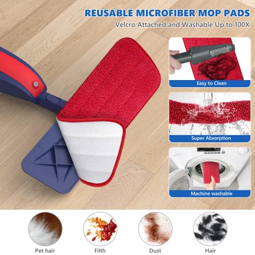Microfiber Spray Mops For Floor Cleaning - Bpawa Wood Floor Mop With Spray Flat Dust Mop For Hardwood Laminate Tile Ceramic Kitchen Floors, Dry Wet Mop With 2X 550Ml Bottles 4X Reusable Washable Pads #TOP2