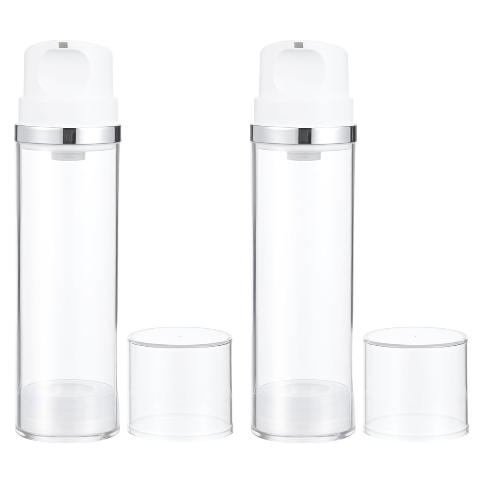 Flacone Pompa Airless 150ml 2 Pezzi Contenitore per Lozione Trasparente Abs Bottiglia da Viaggio Coperchio Erogatore per Crema Viso e Balsamo Adatto a Viaggi e Uso Quotidiano