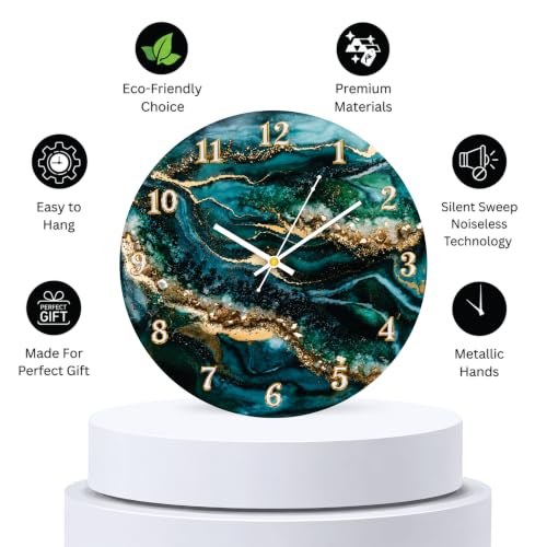 Ingo Creation 40CM Acrylic Wall Clock, Teal Green & Blue - Image 6