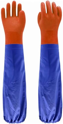 Guantes largos de PVC impermeables con forro de algodón Guantes de jardín resistentes a la pesca