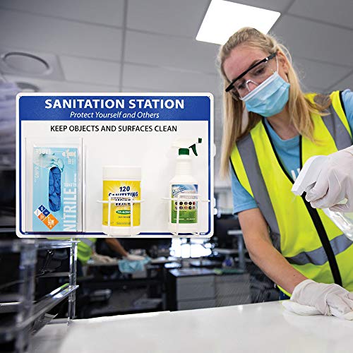 Nmc Sb01 Sanitation Station, 18 X 24 Rigid Plastic With One Acrylic Glove Dispenser And Two Wire Bottle Racks #TOP1