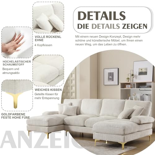 Canapé modulable U beige avec 2 relax YEHTOKHOME