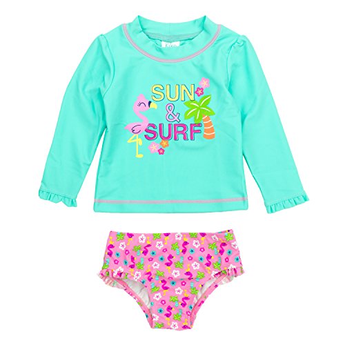 Image of KIKO & MAX Girls Swim Suit Set with Long Sleeve Rashguard Swim Shirt
