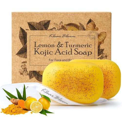 jioijioi 2Pcs Stemsoul Soap,Superfood Stemsoul Soaps,StemSoul Turmeric Lemon Soap Bar,Turmeric Cleansing Skincare Set,Deep Cleansing