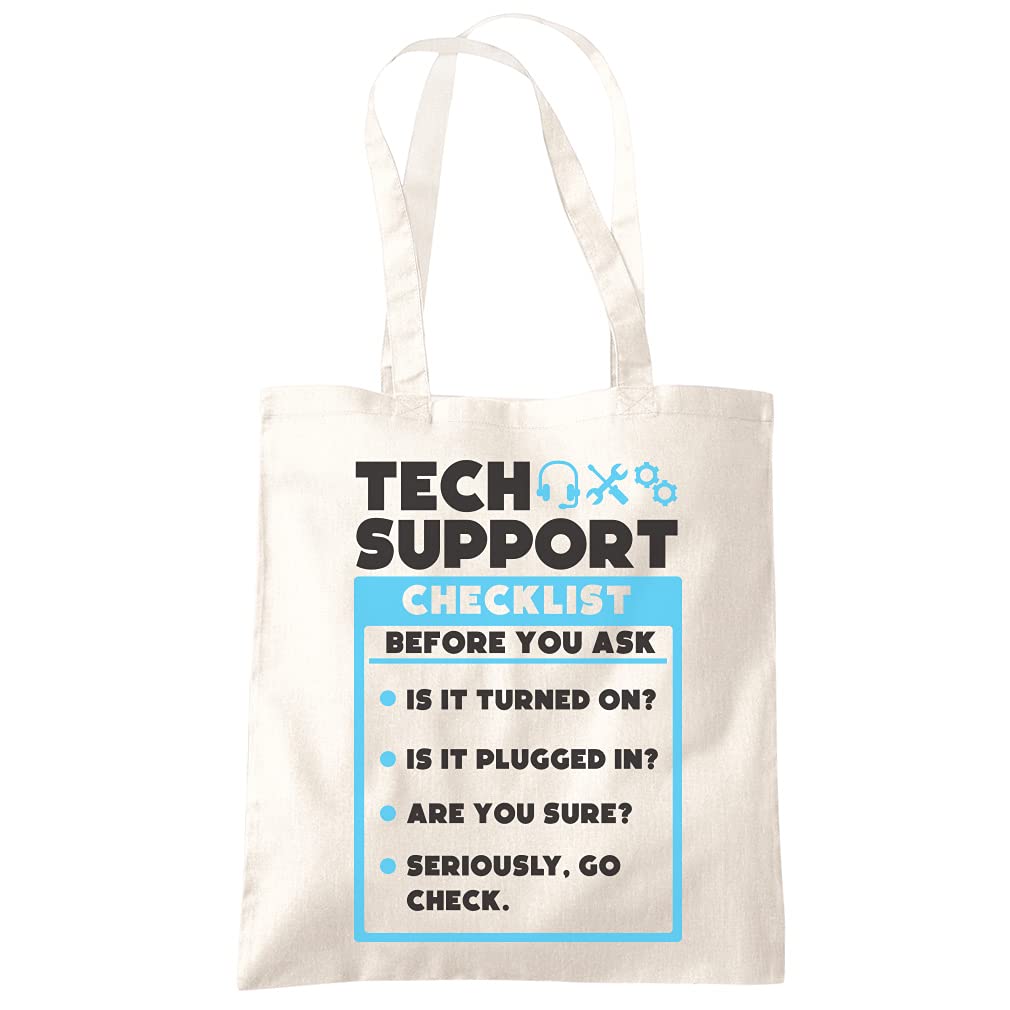 HotScamp Tech Support Checklist Funny Sysadmin - Tote Shopping Bag - IT Department Technical One size natural