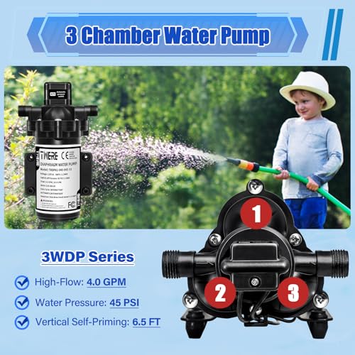 Image of 115V AC Industrial Pressure Water Pump 4.0GPM 45PSI Demand Diaphragm Pump,Fresh Water Pump fit for Agricultural Spraying,Yacht,Garden,RV,Shower,Sprayer Include Garden Hose Adapters