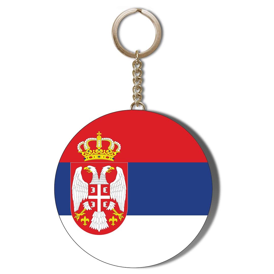 Gift Insanity White Serbia Flag 55Mm Keyring Bottle Opener