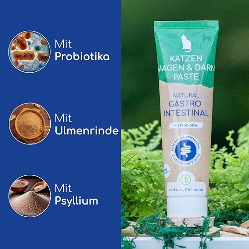 Natürliche Magen-Darm Paste für Katzen - Katzensnack mit Probiotika und Ulmenrinde - Unterstützt Verdauung und Darmflora, Gastro Intestinal Paste