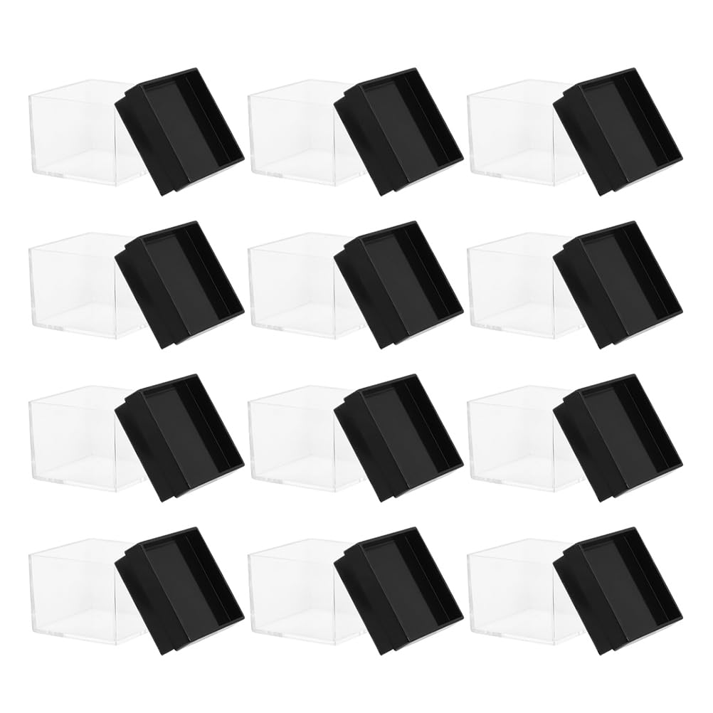LOGOFUN 12Pcs Mineral Specimen Storage Cases Sample Display Boxes Transparent Square Plastic Container Box Showcase for Stone Jewelry Collection