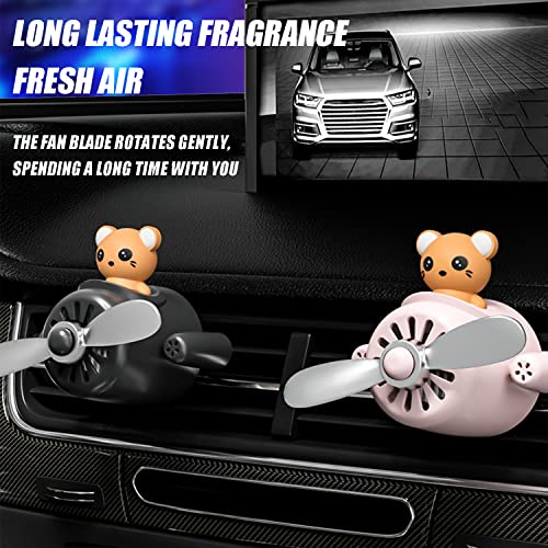 Image of Car fragrance diffuser pilot air outlet cartoon rotating fan leaf perfume cute shape freshener with 2 fragrances (R3-PINK) 1 Count