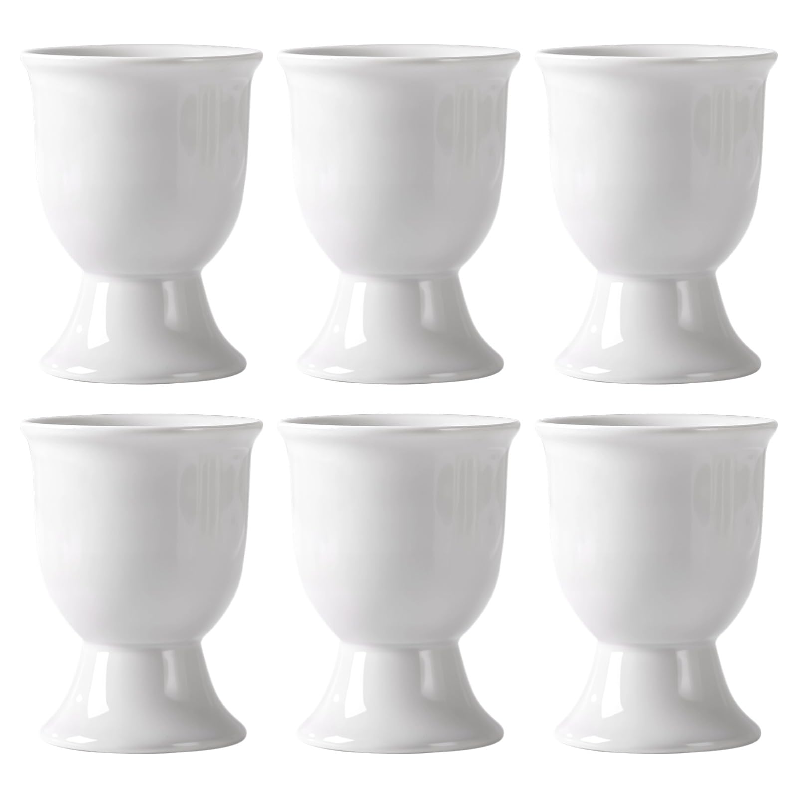 Générique 6 coquetiers en céramique, élégants supports à œufs blancs, coquetier décoratif de Pâques, usage multiple pour œufs ou petits verres, surface lisse, compatibles lave-vaisselle