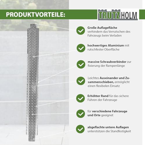 TRUTZHOLM Treppenrampe Auffahrschiene 150-270 cm verstellbar Alu grau Rampe für E-Bike Fahrrad