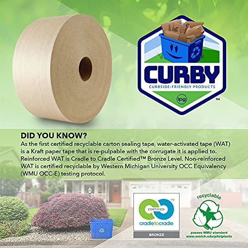 Image of IPG Curby Water Activated Tape, 2.83 inch x 100M Refill Roll