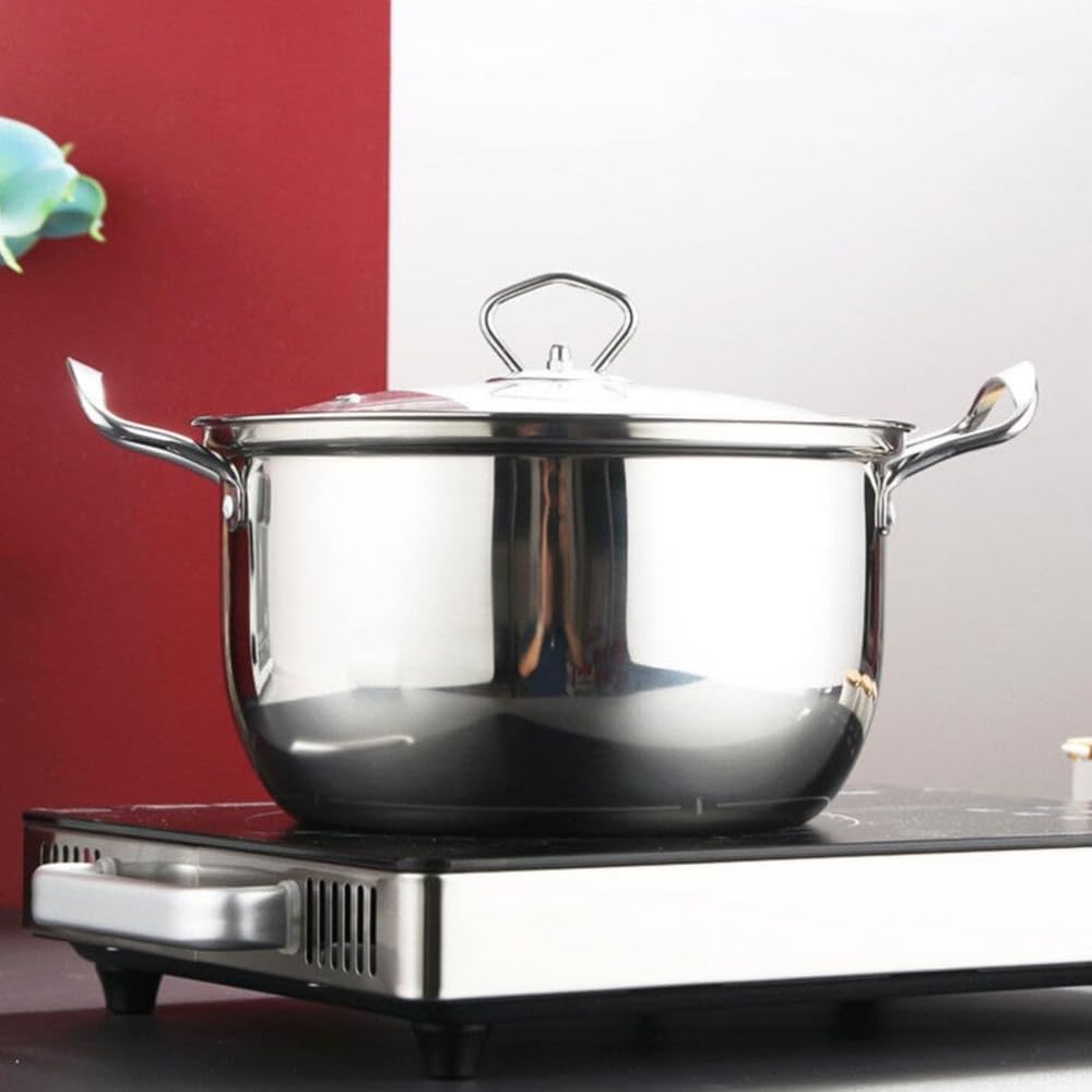 Pfannentopf kleiner Eintopf Suppentopf aus Edelstahl kleine Nudeln Auflauf Milchauflauf mit Glasdeckel Induktionskocher Auflauf zum Kochen Backblech