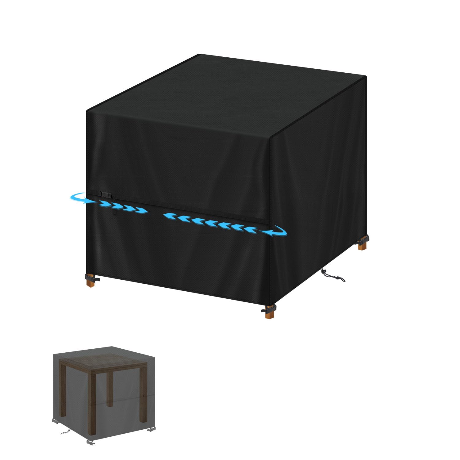SIMPHAUS Copertura Mobile Esterno 90x90x90cm Telo Copertura Tavolo Esterno Quadrato Copritavolo Esterno Impermeabile Copertura Protettive per Mobili da Giardino Anti-UV Copri Poltrona da Esterno